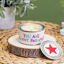 ‘You Are Bloody Brilliant’ Wobbly Word Candle