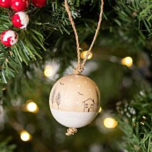 Christmas Snowy Houses Wooden Bauble Medium