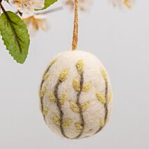Floral Felt Yellow Hanging Easter Egg