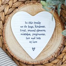 ‘In This Family We Do Hugs’ Porcelain Coaster