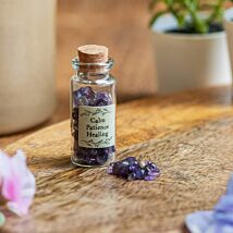 Calm, Patience & Healing Bottle of Amethyst Crystals