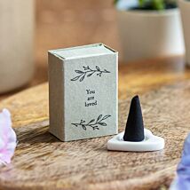‘Loved’ Matchbox Incense Cone Set