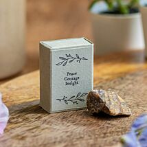 Peace, Courage, Insight Tigers Eye Crystal Matchbox