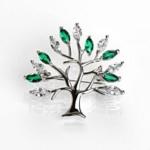 Green Tree of Life Silver Brooch