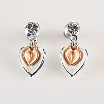 Matte Silver/ Rose Gold Plated Heart Earrings