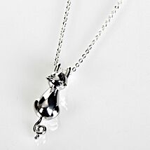 Silver Plated Hanging Cat Necklace