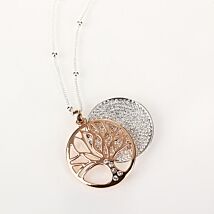 Rose Gold Filigree Disk Long Necklace