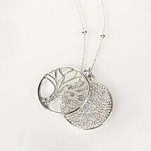 Silver Filigree Disk Long Necklace