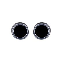 Black Round Silver Stud Earrings