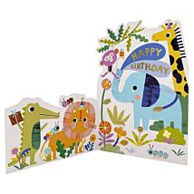 Safari Animals Fold-Out Birthday Card