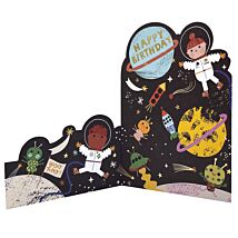 Space Astronauts Fold-Out Birthday Card