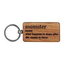 Momster Rectangular Oak Keyring