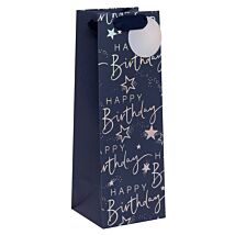 Happy Birthday Script Blue Extra Large Bottle Gift Bag