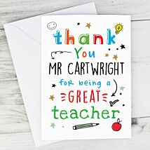 Personalised Thank You Teacher Card