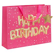 Helium Happy Birthday Pink Landscape Large Gift Bag
