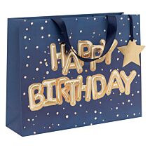 Helium Happy Birthday Blue Landscape Large Gift Bag