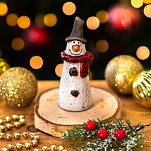 11cm Rustic Ceramic Snowman Decoration