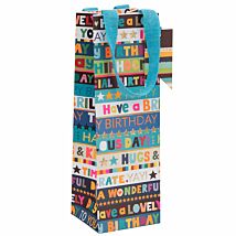 Paper Salad Birthday Blue Stripe Bottle Birthday Gift Bag