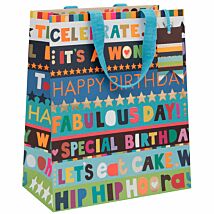 Paper Salad Birthday Blue Stripe Large Birthday Gift Bag