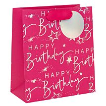 Happy Birthday Script Pink Medium Gift Bag