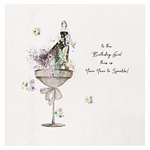 Glamarama Bubbles Birthday Girl Luxury Birthday Card