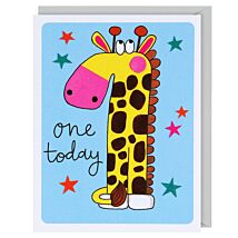 Hey! Giraffe 1st Birthday Card