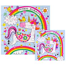 Unicorn & Rainbow Jigsaw Puzzle with Mini Birthday Card