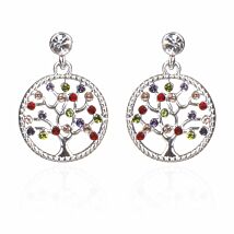 Harlequin Tree of Life Silver Plated Earrings