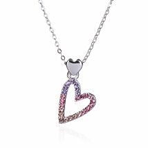 Silver Plated Pastel Heart Necklace