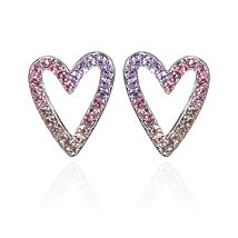 Silver Plated Elegant Pastels Heart Stud Earrings