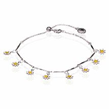 Silver Plated Pretty Daises Anklet