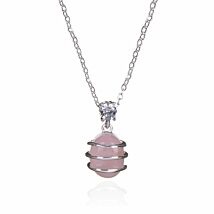 Silver Plated Rose Quartz Coiled Necklace 