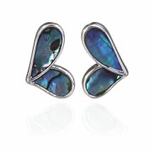Silver Plated Paua Shell Asymmetric Heart Earrings
