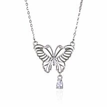 Silver Plated Filigree Butterfly Necklace