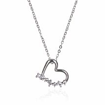 Silver Plated Te Amo Freestyle Heart Necklace