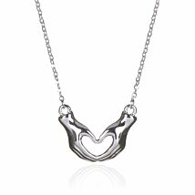 Silver Plated Heart In Your Hands Necklace