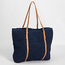 Navy Woven Tote Bag