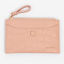 Nude Mock Croc Card & Coin Purse