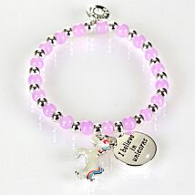 Girls Silver Plated Purple Mystical Bead Bracelet