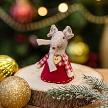 Assorted Small Tartan Mice Christmas Decoration 