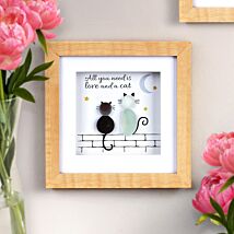 'Love and a Cat’ Pebble Plaque