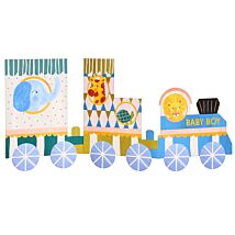 ‘Baby Boy’ Animal Train Fold-Out New Baby Card