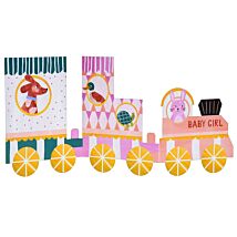 ‘Baby Girl’ Animal Train Fold-Out New Baby Card
