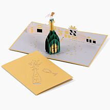 Kirigami ‘Sparkling Wishes’ Champagne Bottle 3D Pop-up Card