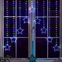 Multi-Coloured Star 1.2M Curtain Lights
