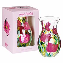 Hand Painted Pink Tulips Posy Vase