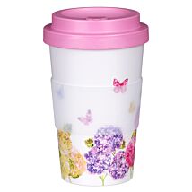 Pink Butterfly Floral Travel Mug