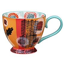 Tuscany Multi Floral Footed Ceramic Mug