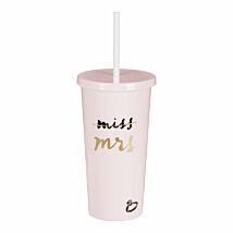 Blush Miss to Mrs Bridal Acrylic Tumbler with Straw