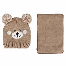 Cozy Brown Bear Toddler’s Hat And Scarf Set